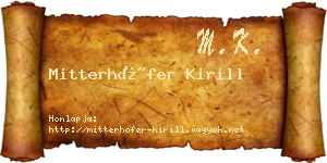 Mitterhöfer Kirill névjegykártya